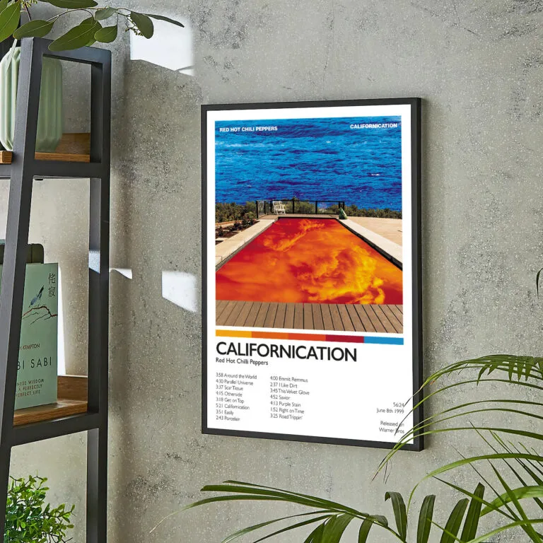Vinyl album cover artwork poster showing Red Hot Chilli Peppers album Californication with track listings
