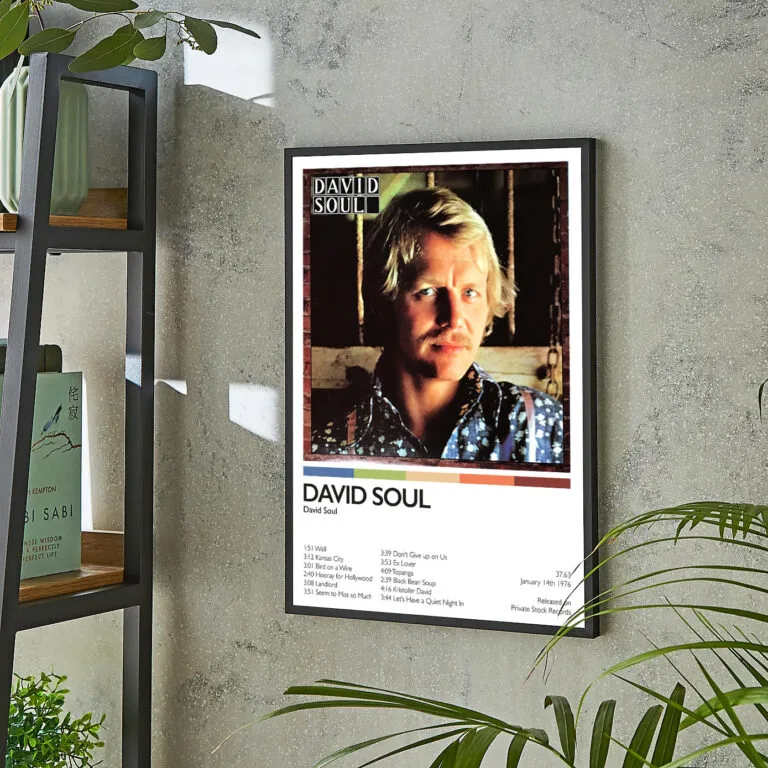 Vinyl album cover artwork poster showing David Soul album David Soul with track listings