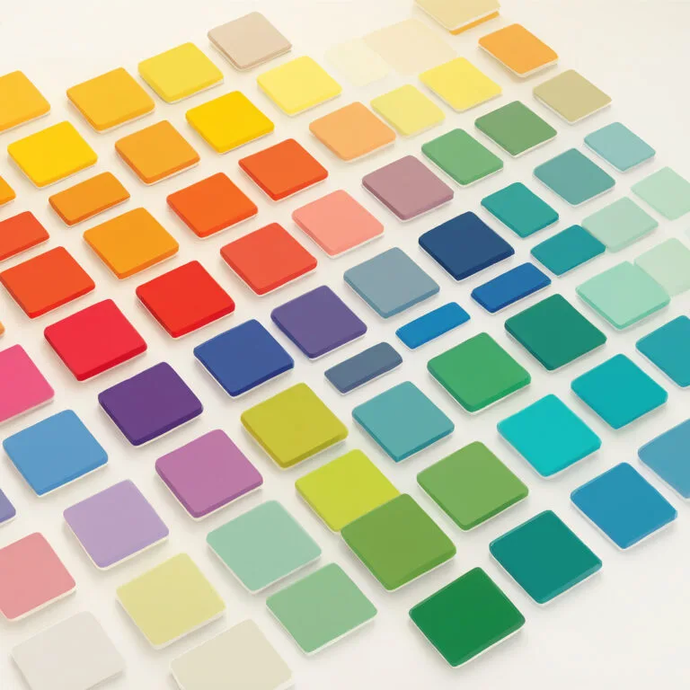 Ceramic tiles showing pantone colours